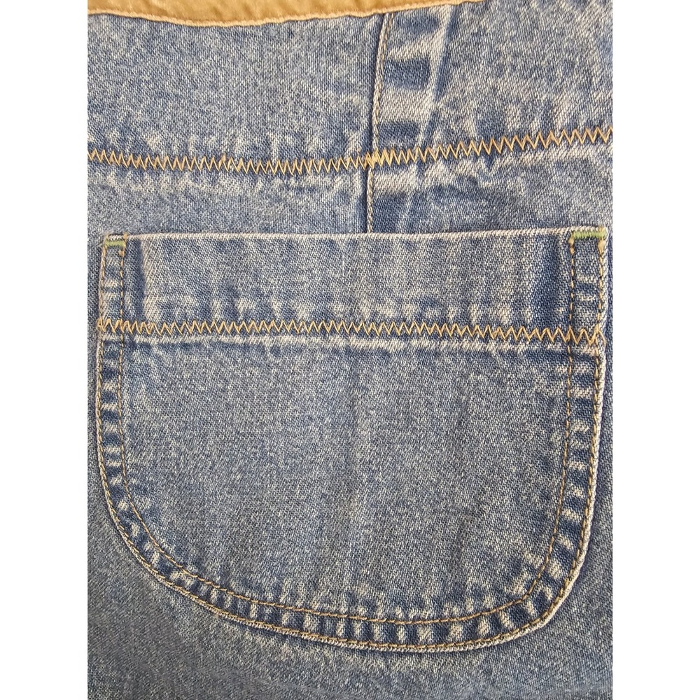 J.Jill Womens Wide Leg Crop Jeans Blue Velvet Trim Zigzag Stitching 12P Petite - Picture 5 of 6